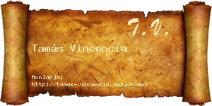 Tamás Vincencia névjegykártya